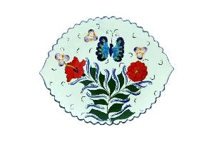 Блюдо Ляган "Риштанская керамика", Бабочка, Узбекистан, Ø 41 см