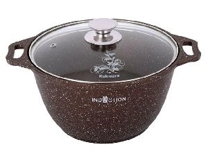 Кастрюля 3 л с антипригарным покрытием со стеклянной крышкой, Kukmara (Marble Induction Кофейный мрамор), кмки32а