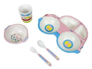 Набор детской бамбуковой посуды для кормления "Машинка", 5 предметов, фиолетовый