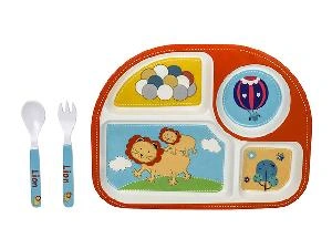 Набор детской бамбуковой посуды для кормления "Львенок", 3 предмета
