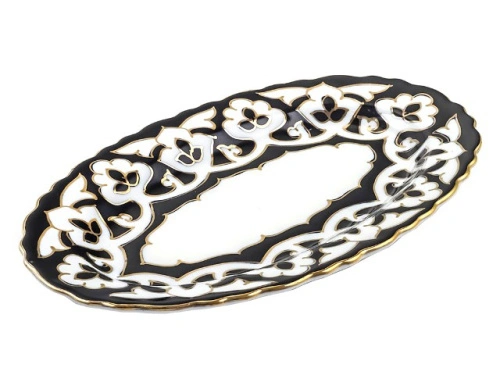Тарелка овальная Пахта, Turon Porcelain, с золотом, Ø 23 см