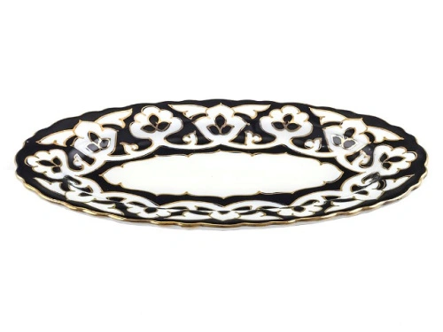 Тарелка овальная Пахта, Turon Porcelain, с золотом, Ø 23 см