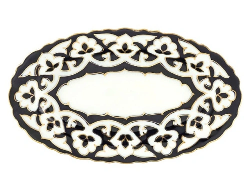 Тарелка овальная Пахта, Turon Porcelain, с золотом, Ø 23 см