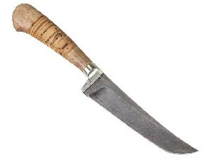 Нож Джинн-м "Ножеяр" дамаск, (ручка - береста, орех)