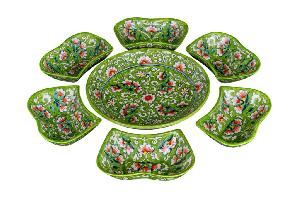 Набор салатников "Риштанская керамика", Зеленый, 7 предметов