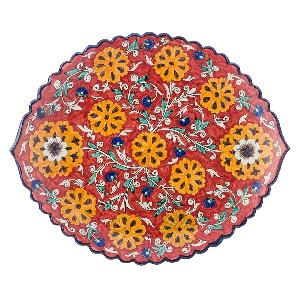 Блюдо Ляган овальный "Риштанская керамика", Коракалам, диаметр 41 см RS33_24