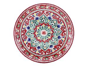 Блюдо Ляган "Риштанская керамика", Коракалам, диаметр 32 см RSN040