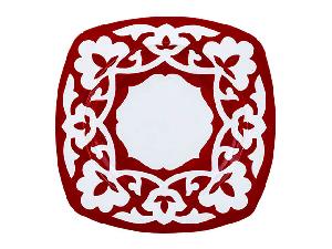 Тарелка квадрат Красная Пахта, Turon Porcelain, Ø 21.5 см