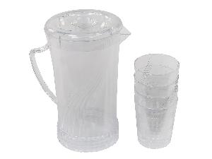 Кувшин с крышкой 2 л со стаканами 4 шт  по 300 мл, пластик, прозрачный