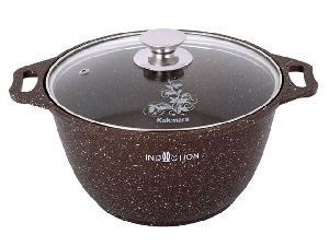 Кастрюля 3 л с антипригарным покрытием со стеклянной крышкой, Kukmara (Marble Induction Кофейный мрамор), кмки32а