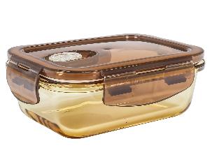 Контейнер 0.3 л стеклянный 15х11х5см прямоугольный с пластиковой крышкой, Plover