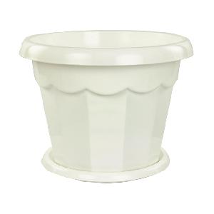 Горшок цветочный Альтернатива "Гармония" М1412, с поддоном (белый), 7 л