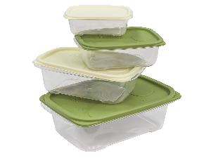 Набор из 4-х пищевых контейнеров с крышкой от 0.2 до 2 л, прямоугольные, Plover