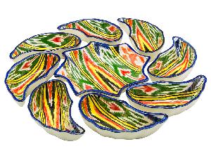 Набор салатников "Риштанская керамика", Атлас, 9 предметов