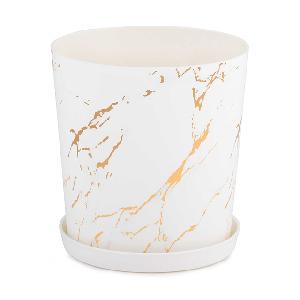 Горшок цветочный Альтернатива "Мрамор" М8377, с поддоном, 1.8 л