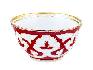 Пиала Красная Пахта, Turon Porcelain, с золотом, Ø 8.5 см