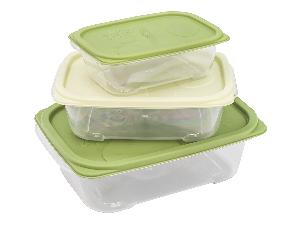 Набор из 3-х пищевых контейнеров с крышкой от 0.3 л до 1.1 л, прямоугольные, Plover