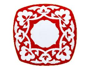 Тарелка квадратная Красная Пахта, Turon Porcelain, с золотом, Ø 21.5 см