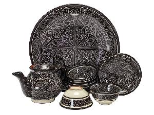 Набор чайный "Риштанская керамика", Коричневый, 9 предметов