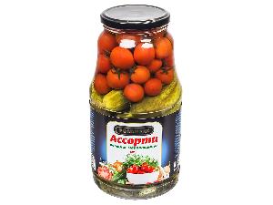 Маринованное ассорти №2 (огурцы, томаты черри), 1,8л