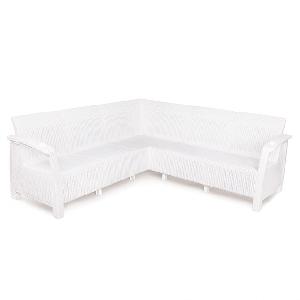 Садовый диван Альтернатива "Ротанг-плюс" М8347, угловой (белый), 200х200х79