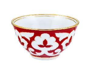 Пиала Красная Пахта, Turon Porcelain, с золотом, Ø 11 см