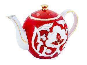 Чайник Красная Пахта, Turon Porcelain, с золотом, 1.5 л