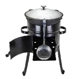 Набор: печь с дверцей (2мм), казан c крышкой кр.дно  (12 л), шумовка