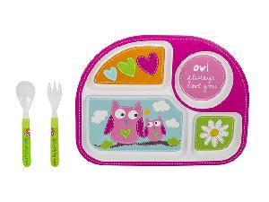 Набор детской бамбуковой посуды для кормления "Совушка", 3 предмета