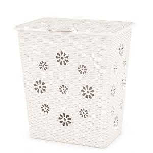 Корзина с крышкой для белья Альтернатива "Плетенка" М2254 (белый), 60л