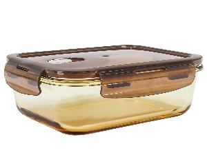 Контейнер 0.8 л стеклянный 21х16х6 см прямоугольный с пластиковой крышкой, Plover