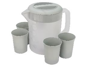 Кувшин с крышкой-фильтром 2.5 л со стаканами 4 шт  по 300 мл, пластик, серый