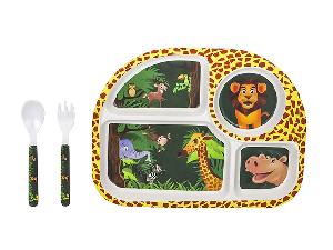 Набор детской бамбуковой посуды для кормления "Лесное королевство", 3 предмета