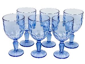 Набор стеклянных бокалов для вина (6 шт.), FANCY DIAMOND (синий), 320 мл
