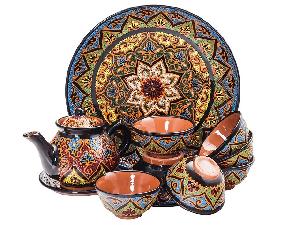 Набор чайный "Риштанская керамика", Точечная роспись, 10 предметов