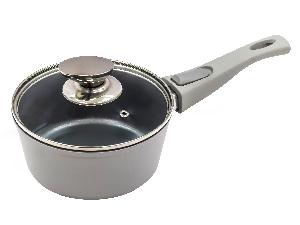 Ковш 1.2 л с антипригарным покрытием со стеклянной крышкой, 16 см, Grey, PLOVER