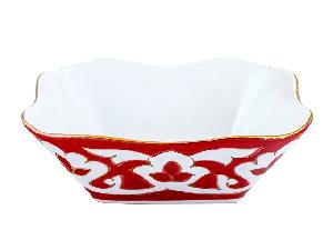 Салатница Красная Пахта, Turon Porcelain, с золотом, Ø 14 см