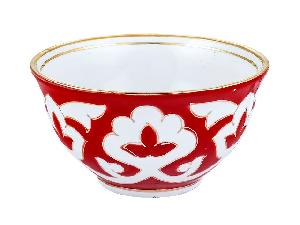 Пиала Красная Пахта, Turon Porcelain, с золотом, Ø 10 см