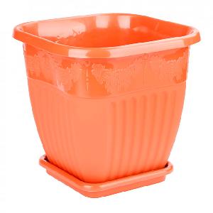 Горшок цветочный Альтернатива "Лозанна" М7416, (коричневый) квадратный, 8 л