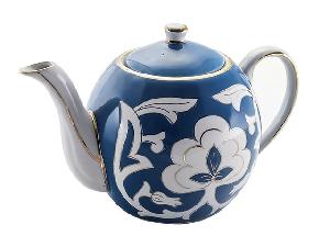 Чайник Бирюзовая Пахта, Turon Porcelain, с золотом, 1.5 л