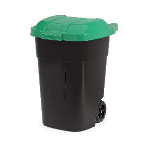 Бак для мусора Альтернатива М4663, на колесах (черно-зеленый), 65 л