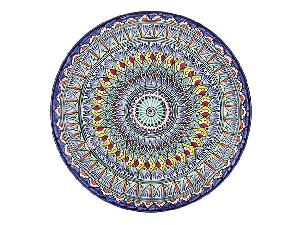 Блюдо Ляган "Риштанская керамика", Синяя мехроб, диаметр 38 см RSN037