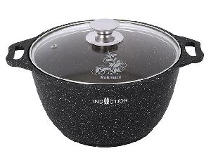 Кастрюля 2 л с антипригарным покрытием со стеклянной крышкой Kukmara (Marble Induction Темный мрамор), кмти22а