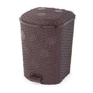 Контейнер для мусора с педалью Альтернатива "Плетёнка" М7996 (венге), 12 л