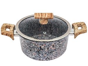 Кастрюля 2.4 л с антипригарным покрытием со стеклянной крышкой 20 см, Granit, PLOVER