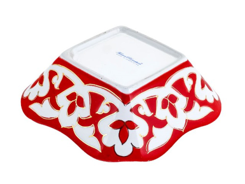 Салатница Красная Пахта, Turon Porcelain, с золотом, Ø 14 см