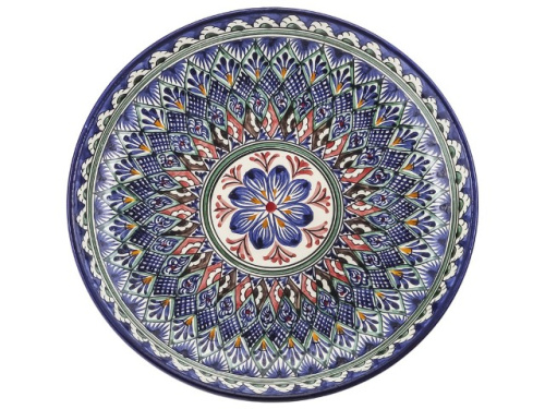 Блюдо Ляган "Риштанская керамика", Синяя мехроб, диаметр 28 см RS9_12