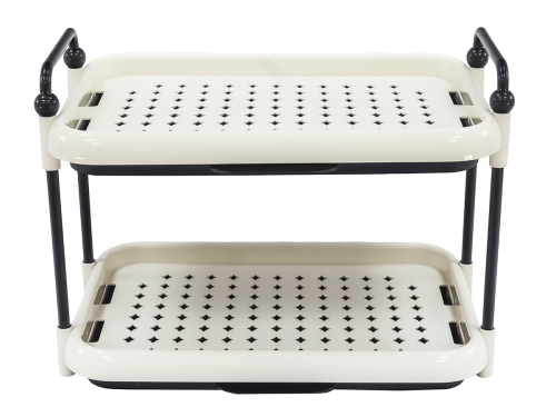 Этажерка универсальная на ножках с поддоном, прямоугольная с ручками, 2 яруса, 37х26х28 см, Plover