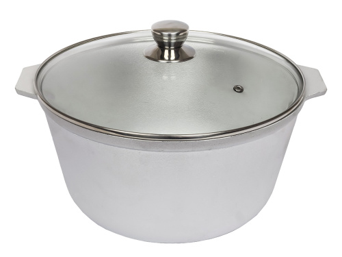 Казан 6л со стеклянной крышкой, (плоское дно) DAVR METALL