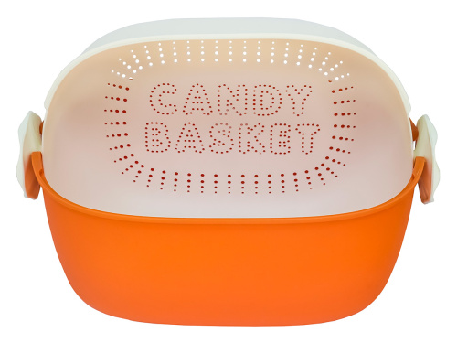 Дуршлаг с миской 2 в 1 овальный, пластиковый, 2.5 л, оранжевый/белый